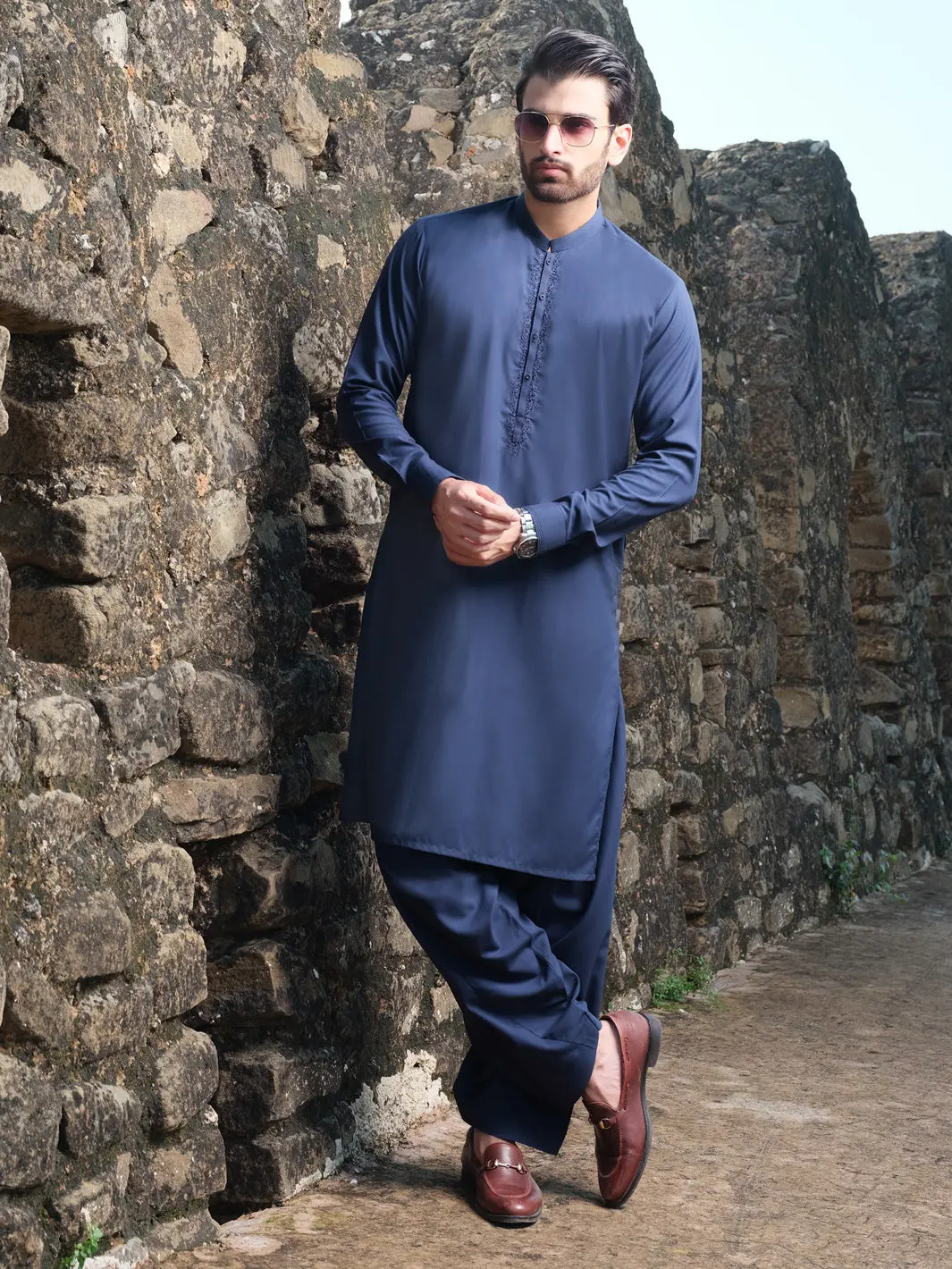 Blue Blended Kameez Shalwar - Al-Ks-2558 1