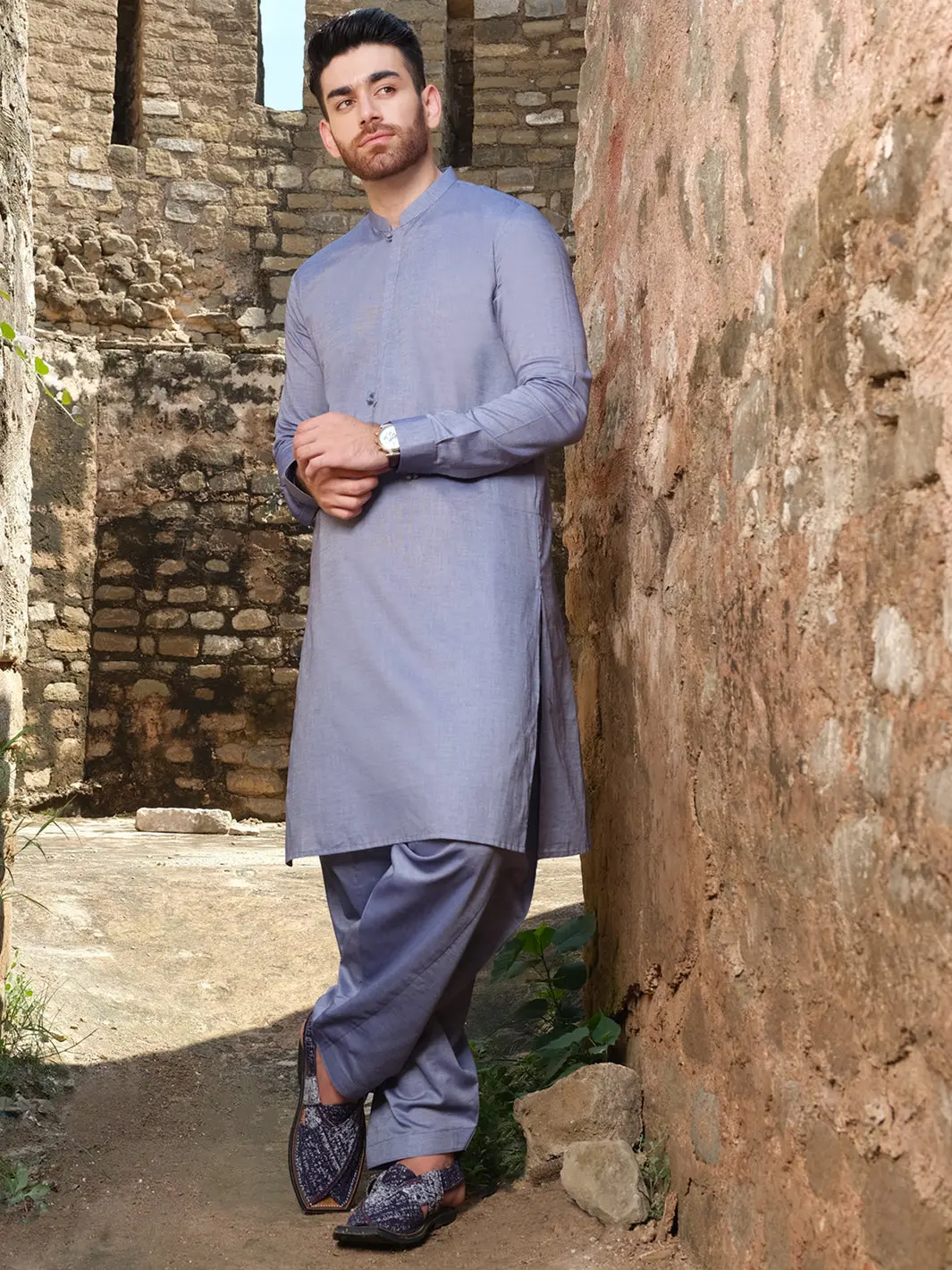 Blue Blended Kameez Shalwar - Al-Ks-2563 1