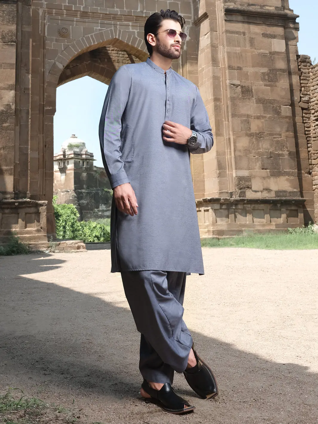 Blue Blended Kameez Shalwar - Al-Ks-2577 1