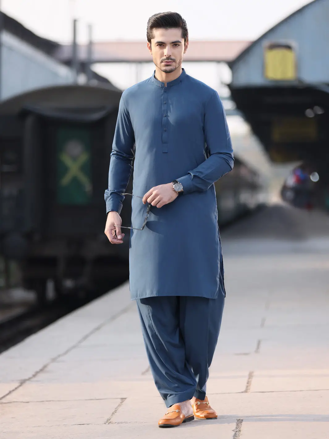 Blue Blended Kameez Shalwar - Al-Ks-2579 1
