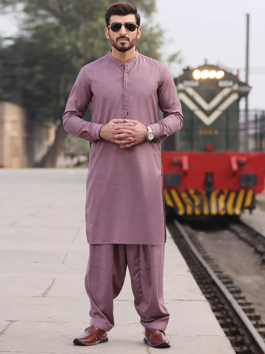Plum Blended Kameez Shalwar - Al-Ks-2593 1