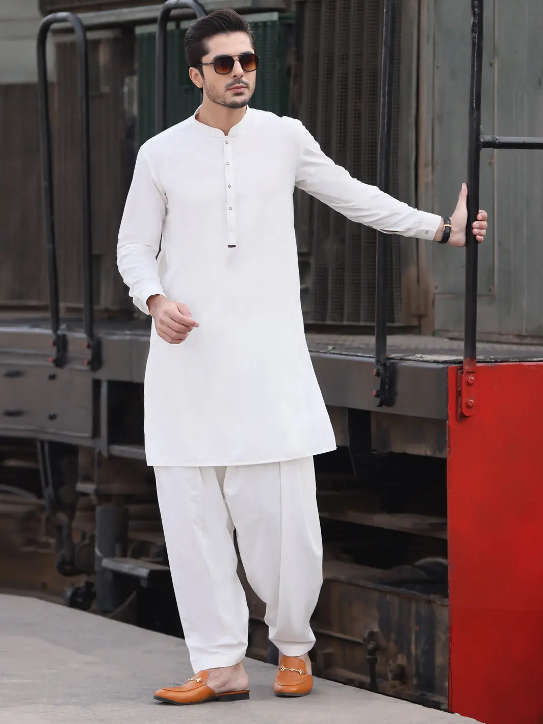 White Blended Kameez Shalwar - Al-Ks-2598 1