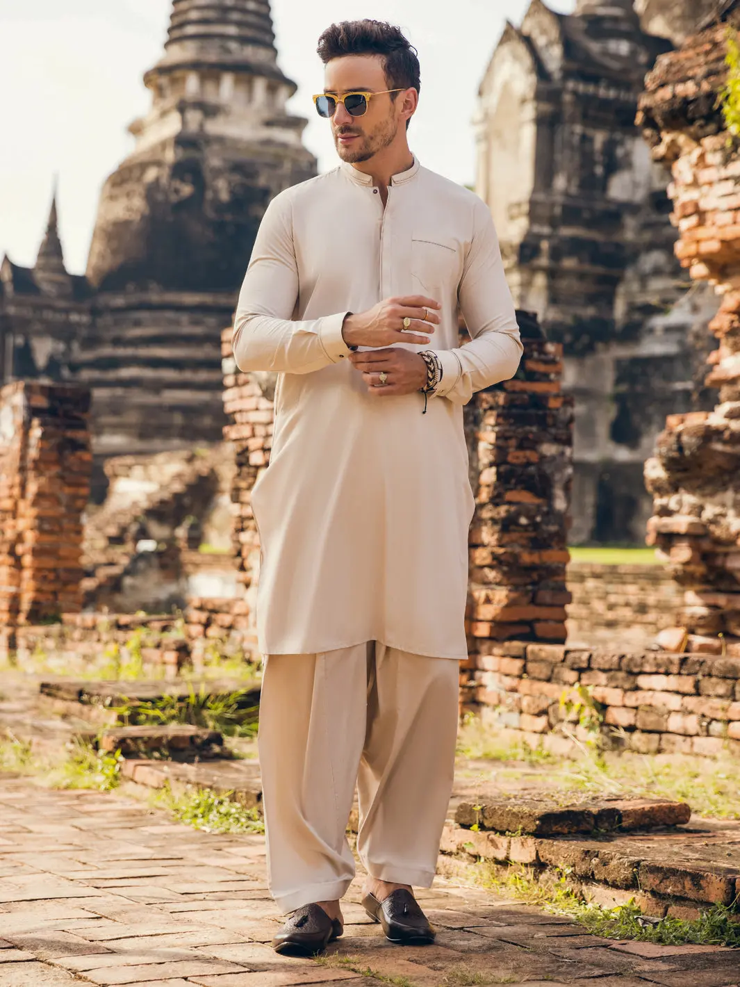 Cream Kameez Shalwar - Al-Ks-2901 1
