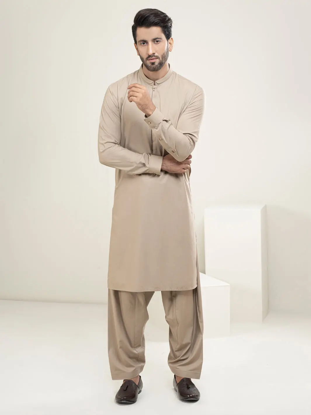 Beige Kameez Shalwar - Al-Ks-2909 1