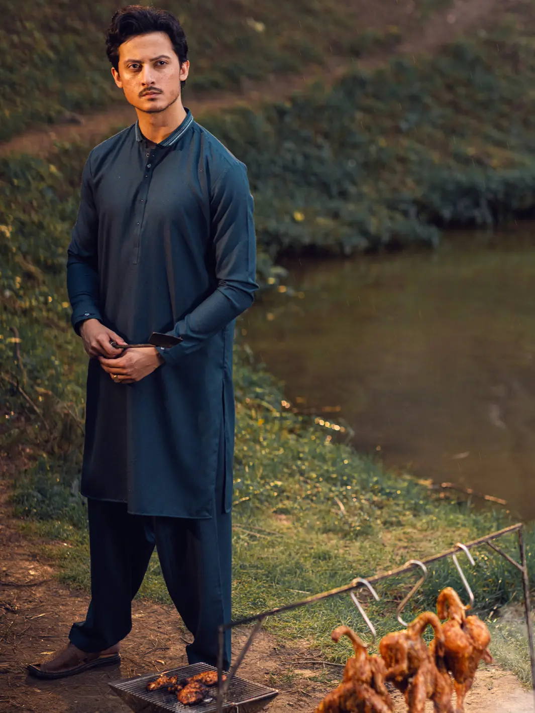 Teal Kameez Shalwar - Al-Ks-2938 1