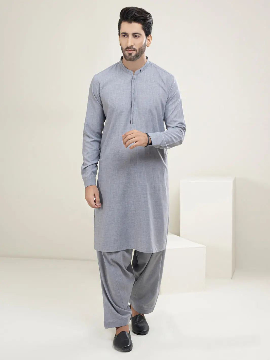 Grey Kameez Shalwar - Al-Ks-2940 1