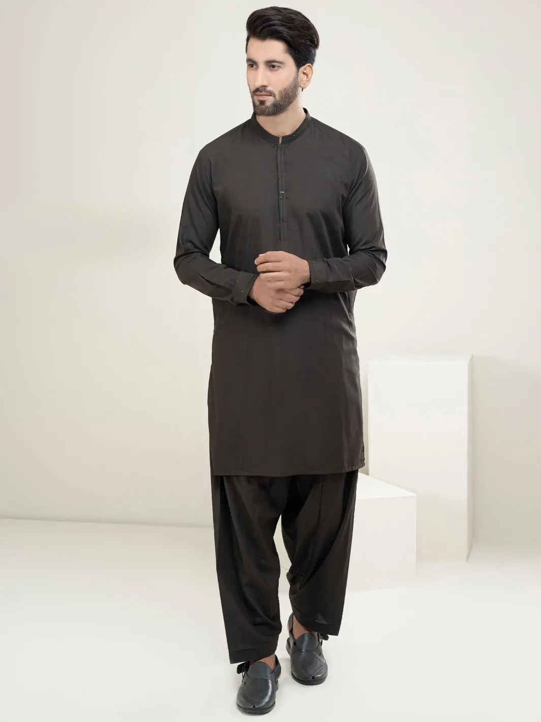Dark Green Kameez Shalwar - Al-Ks-2949 1