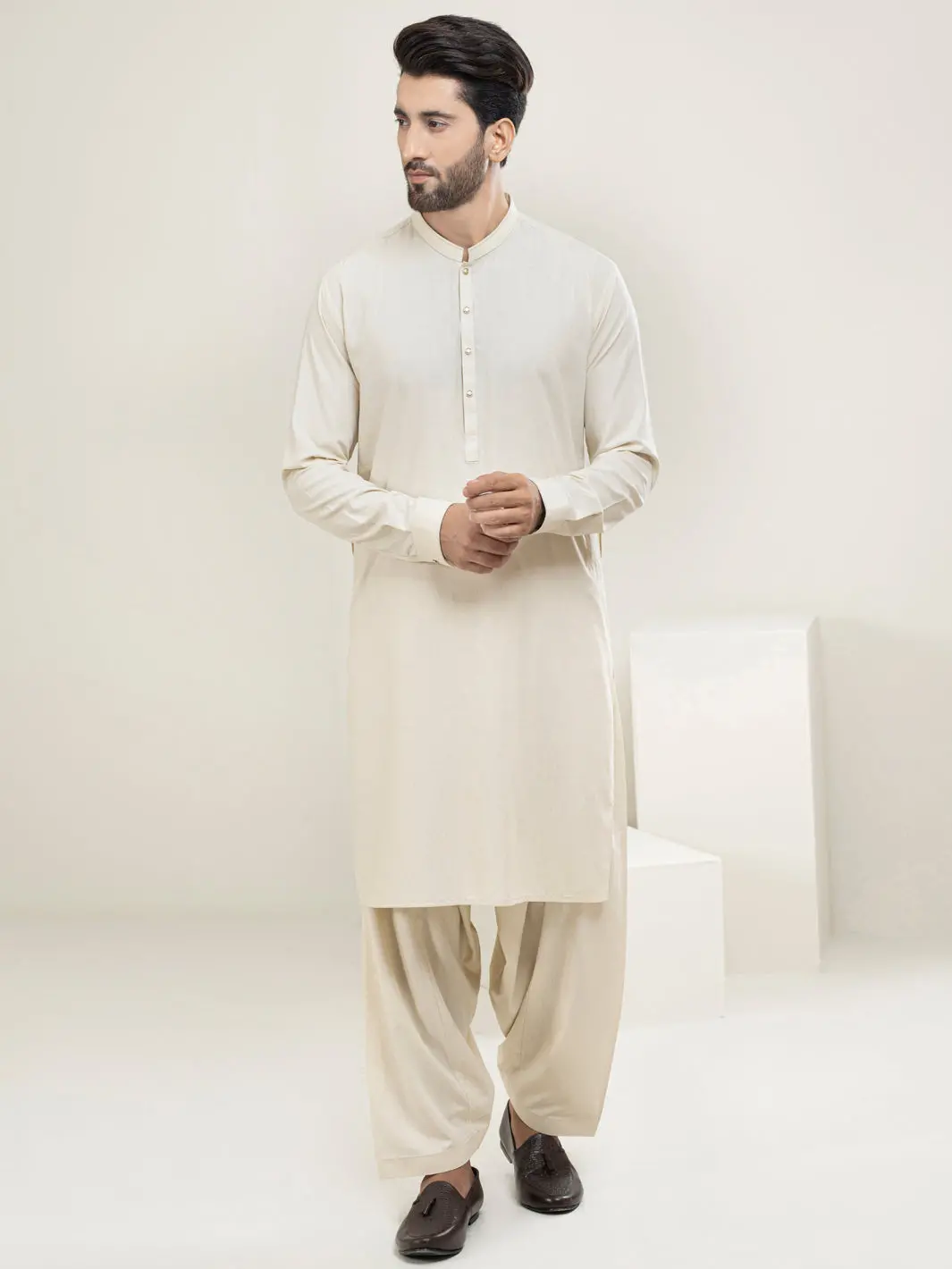 Cream Kameez Shalwar - Al-Ks-2963 1