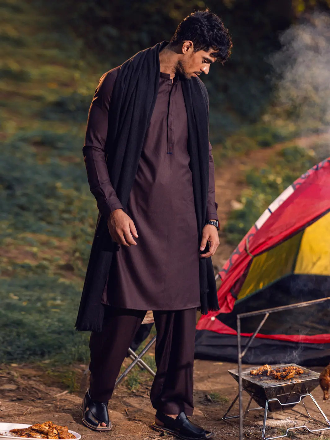 Dark Brown Kameez Shalwar - Al-Ks-2966 1