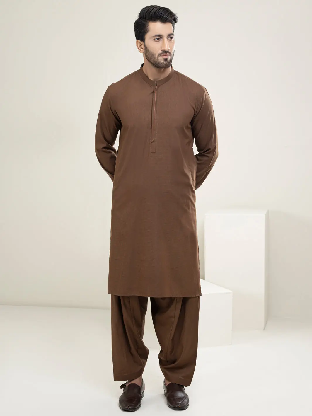 Brown Kameez Shalwar - Al-Ks-2977 1