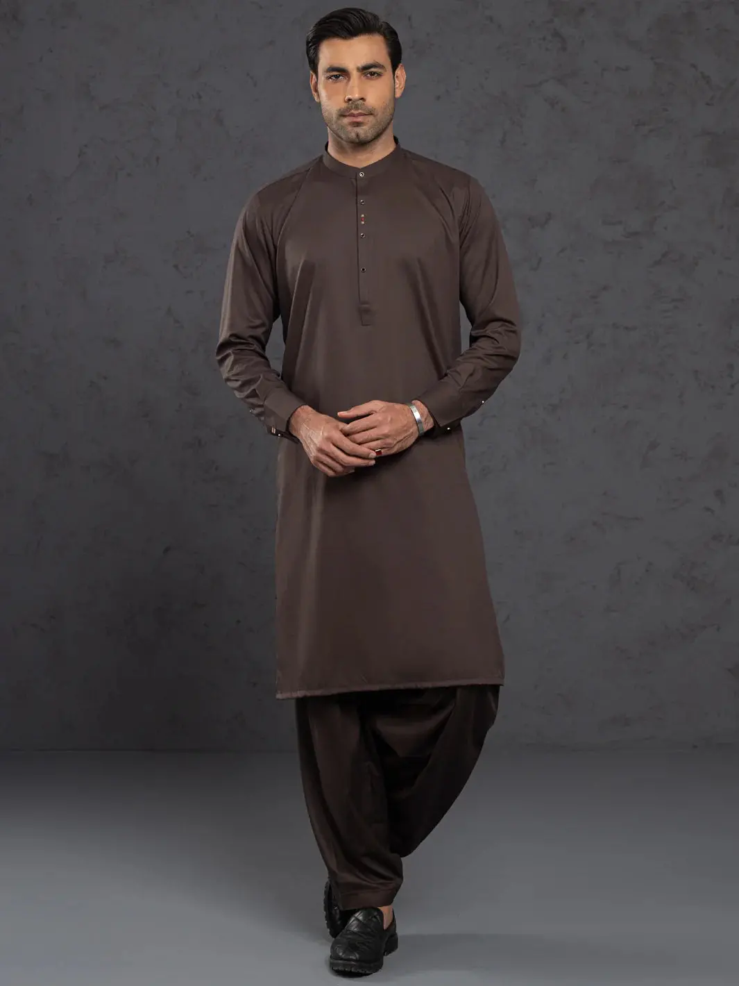 Brown Plain Kameez Shalwar - Alet-Ks-1015-R3 1