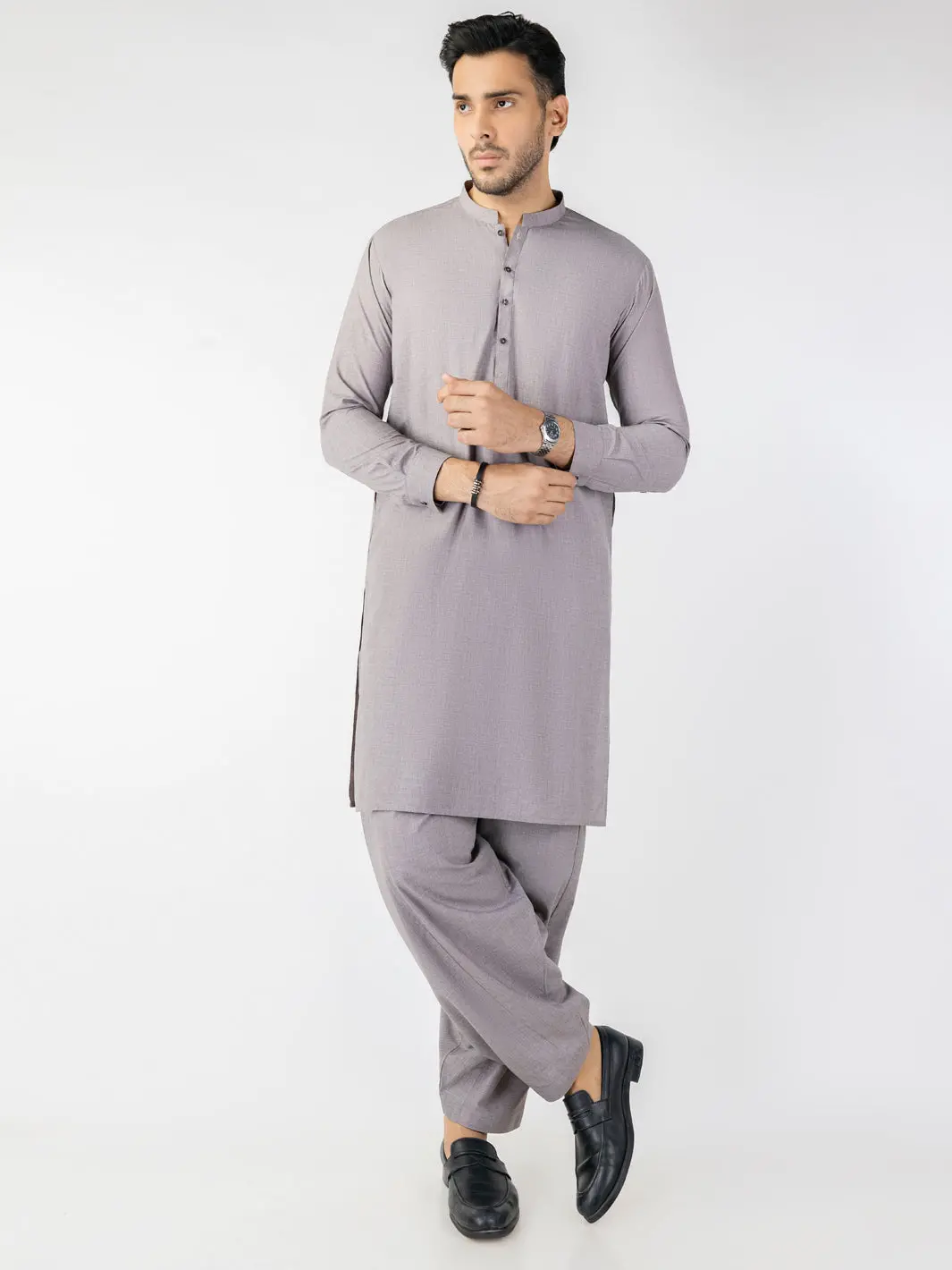 Light Brown Blended Kameez Shalwar - Al-Ks-3095 1