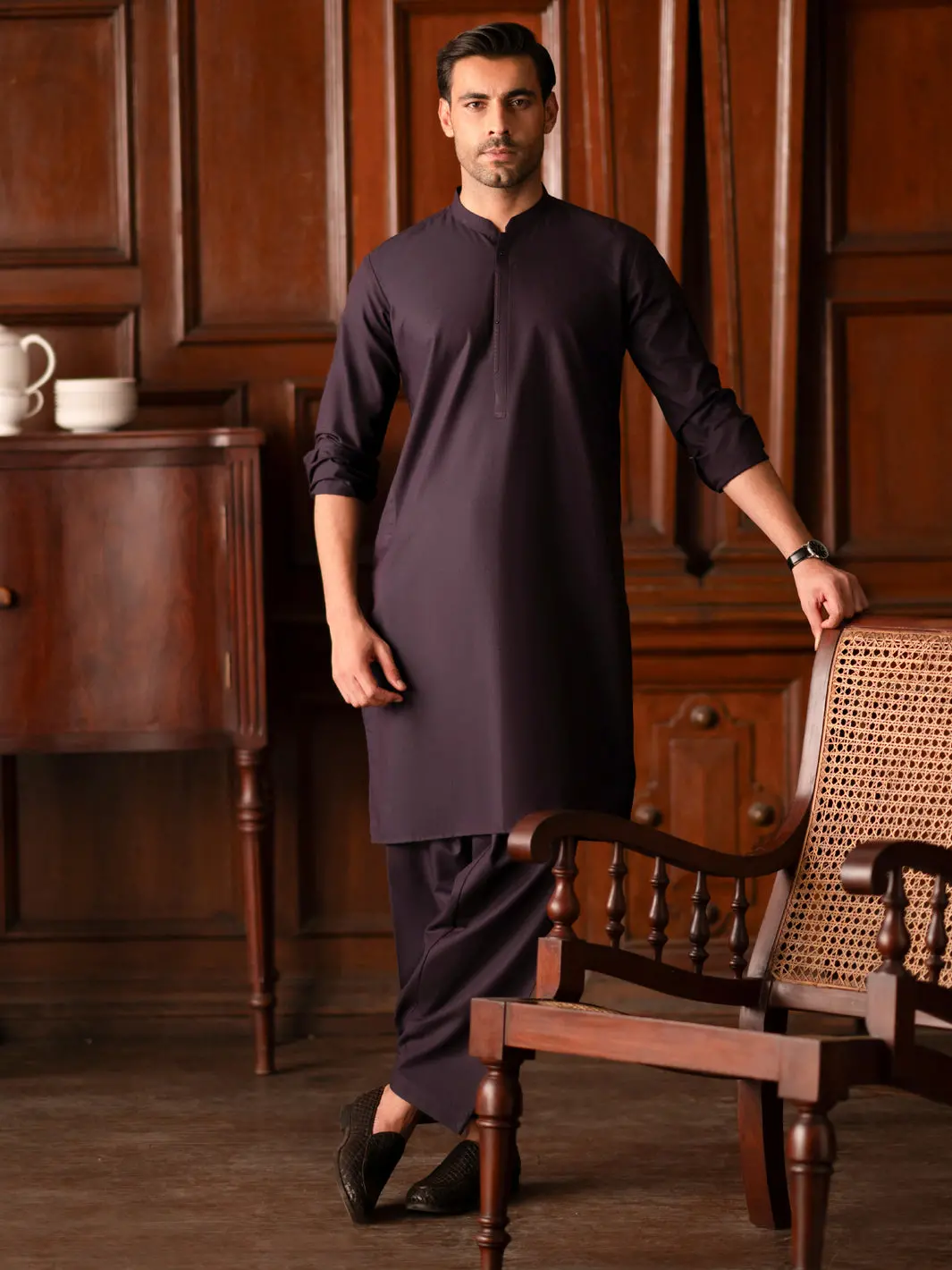 Purple Blended Kameez Shalwar - Al-Ks-3130 1