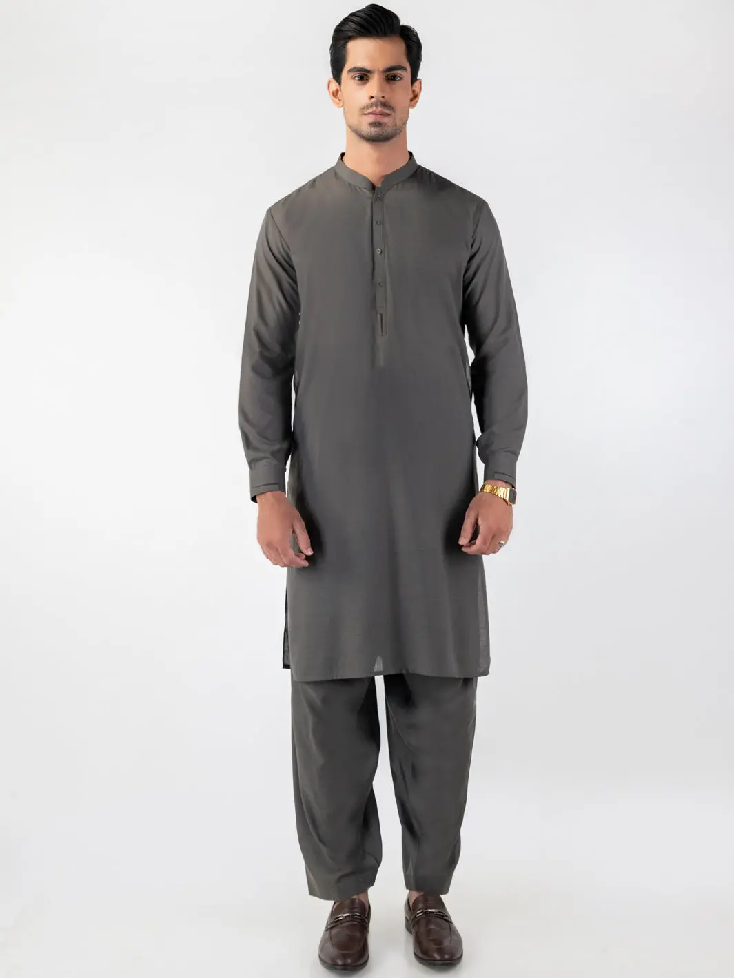 Grey Blended Kameez Shalwar - Al-Ks-3192 1
