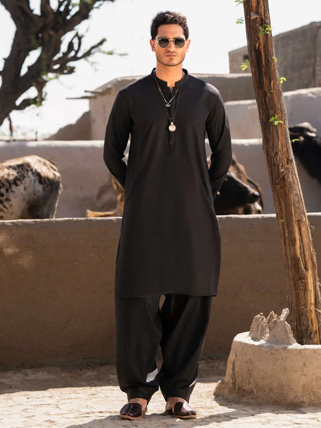 Black Blended Kameez Shalwar - Al-Ks-3204 1