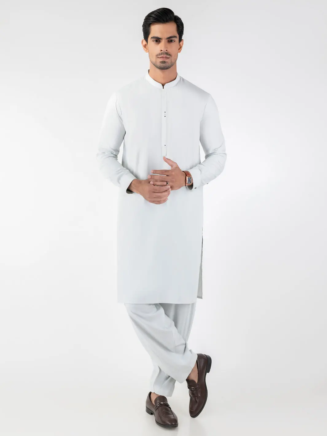 Light Green Blended Kameez Shalwar - Al-Ks-3208 1