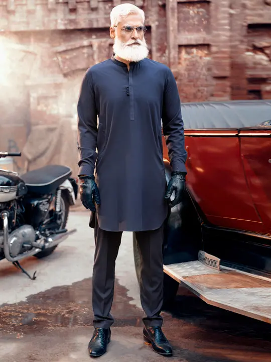 Navy Blue Blended Kurta Trouser - Al-Kt-2828 1