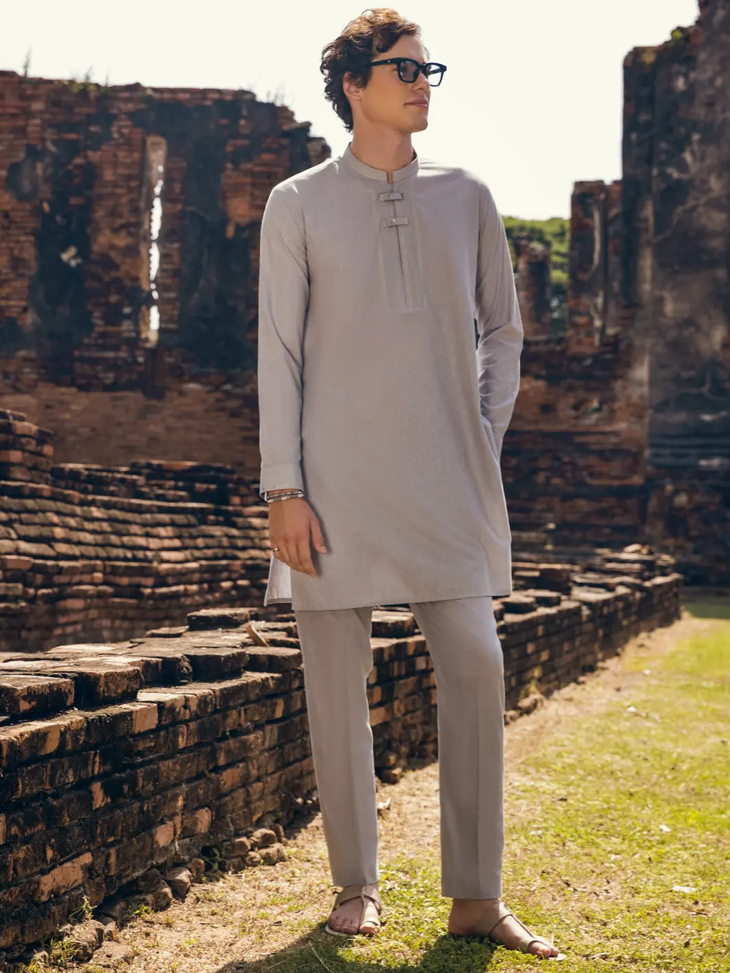 Light Grey Kurta Trousers - Al-Kt-2906 1