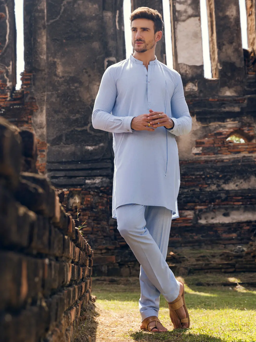 Light Blue Kurta Trousers - Al-Kt-2908 1