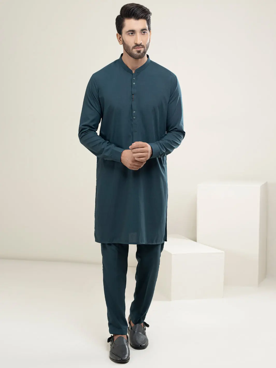 Green Kurta Trousers - Al-Kt-2968 1