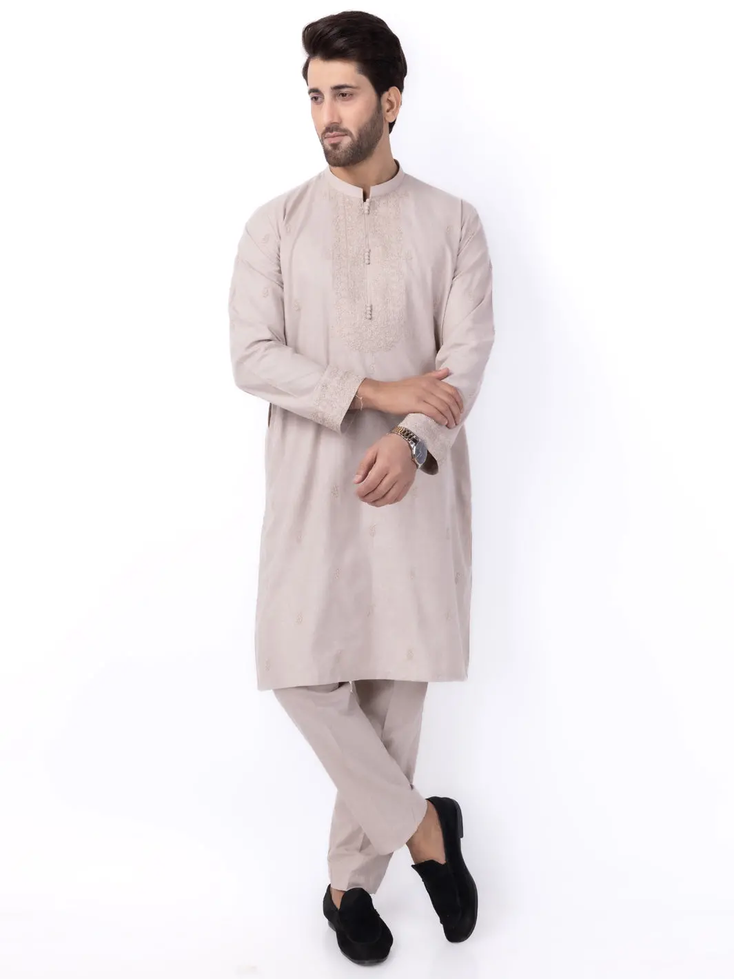 Light Brown Blended Kurta Trouser - Al-Kt-3006 1