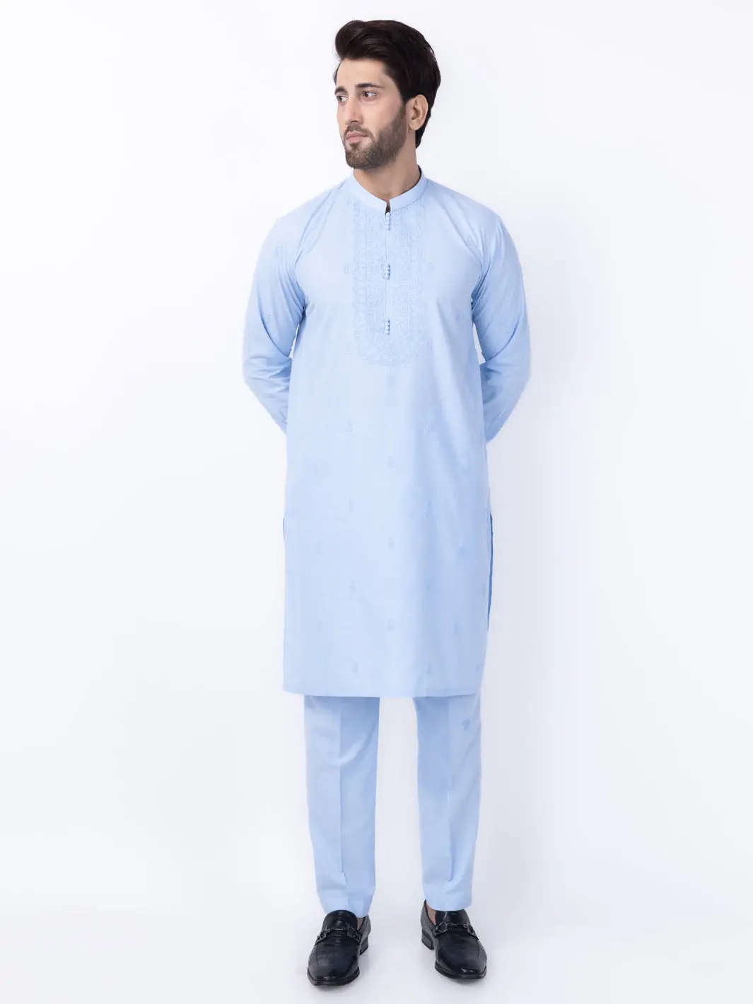 Blue Blended Kurta Trouser - Al-Kt-3007 1