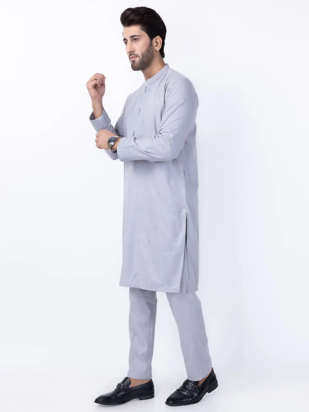 Grey Blended Kurta Trouser - Al-Kt-3008 1