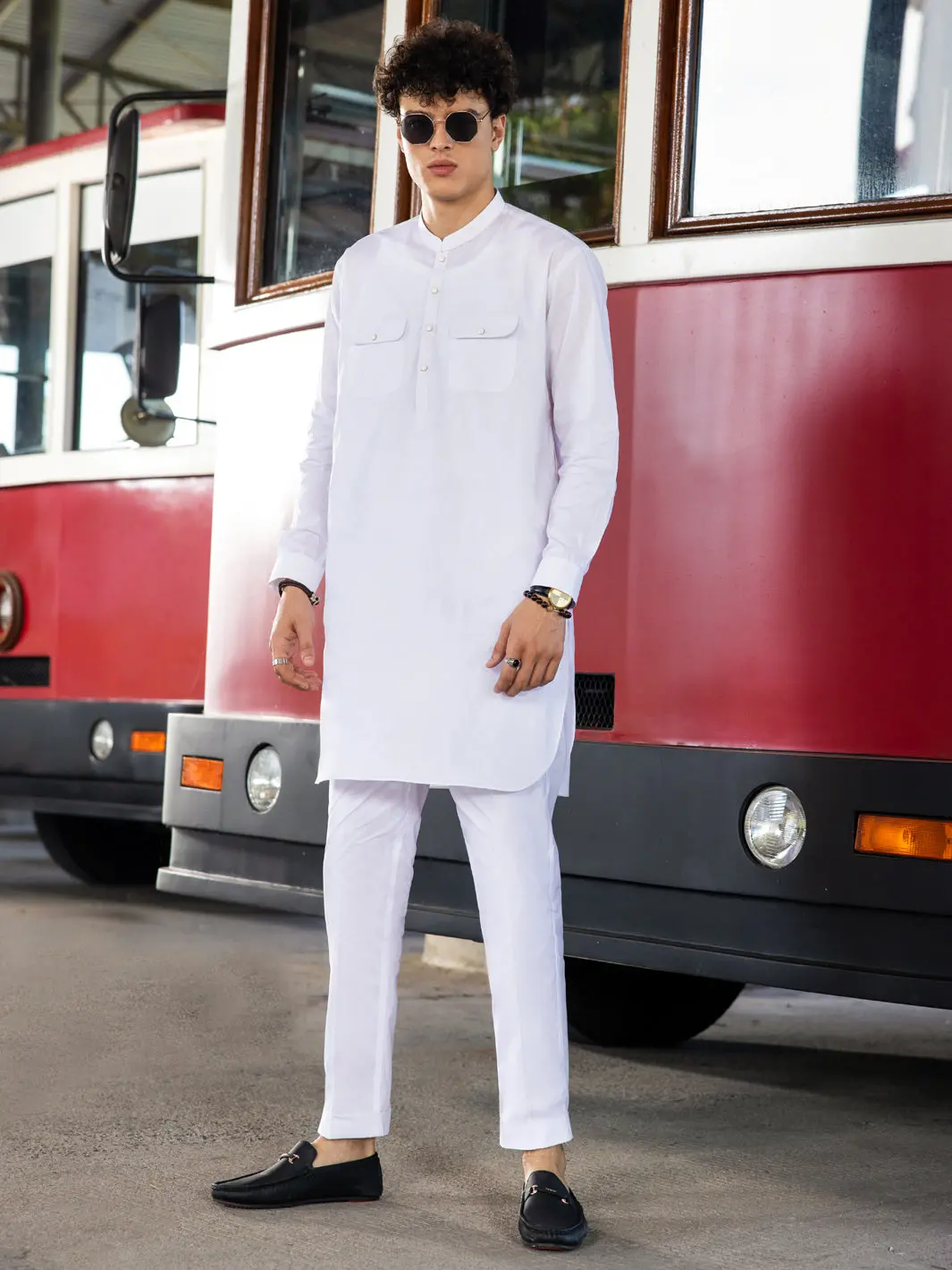 White Cotton Kurta Trouser - Al-Kt-3042 1
