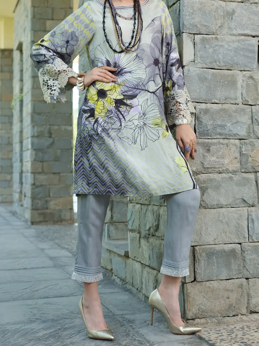 Grey Silk Viscose Tunic - Awp-Lk-292 1