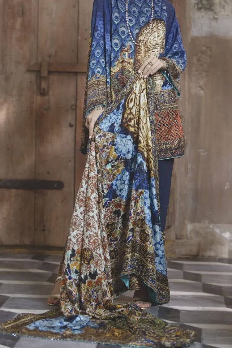 Blue Lawn 3Pc Stitched - Alp-528 1
