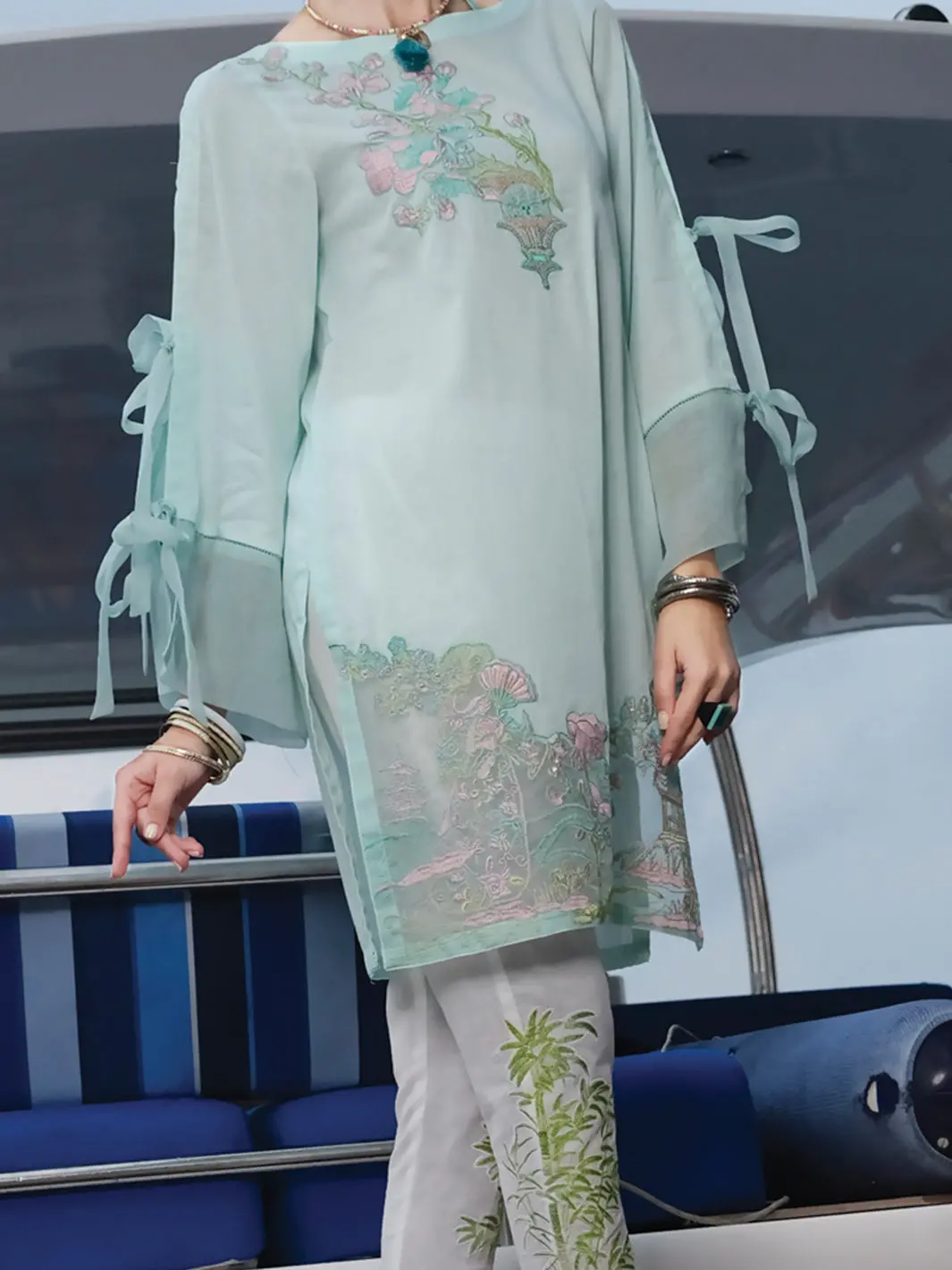 Sky Blue Lawn Tunic - Lk-659 1
