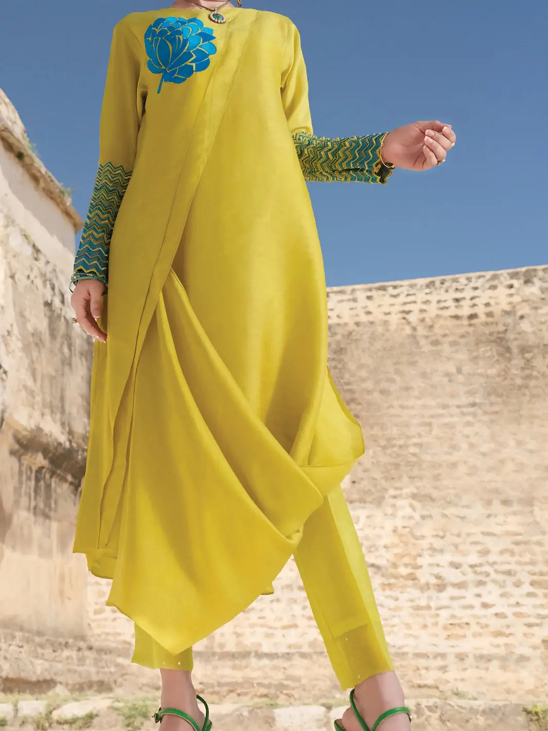 Light Green Raw Silk Tunic - Lk-704 1