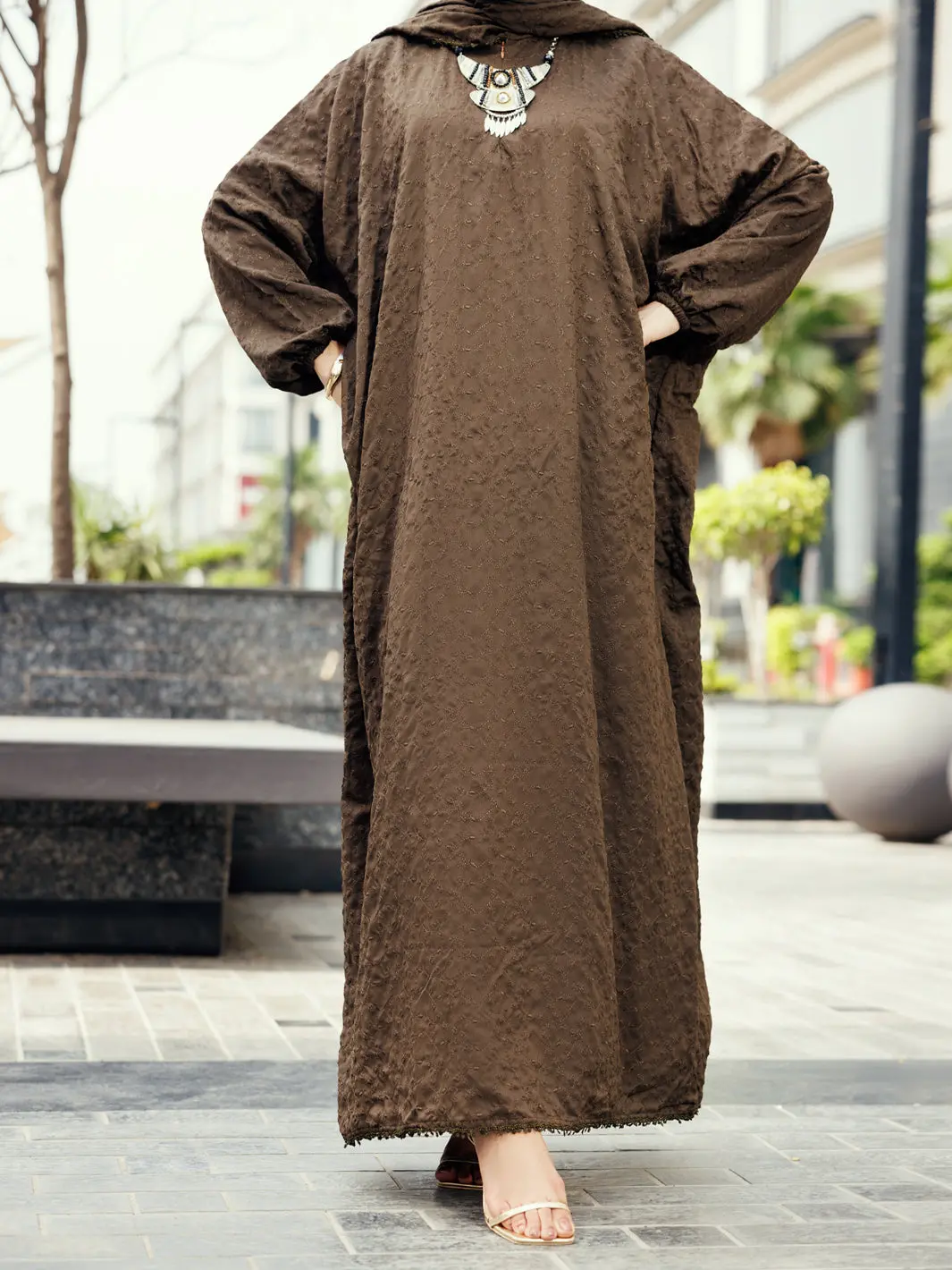 Brown Dobby Silk Salah Robe - Al-Lk-Pd-1070 1