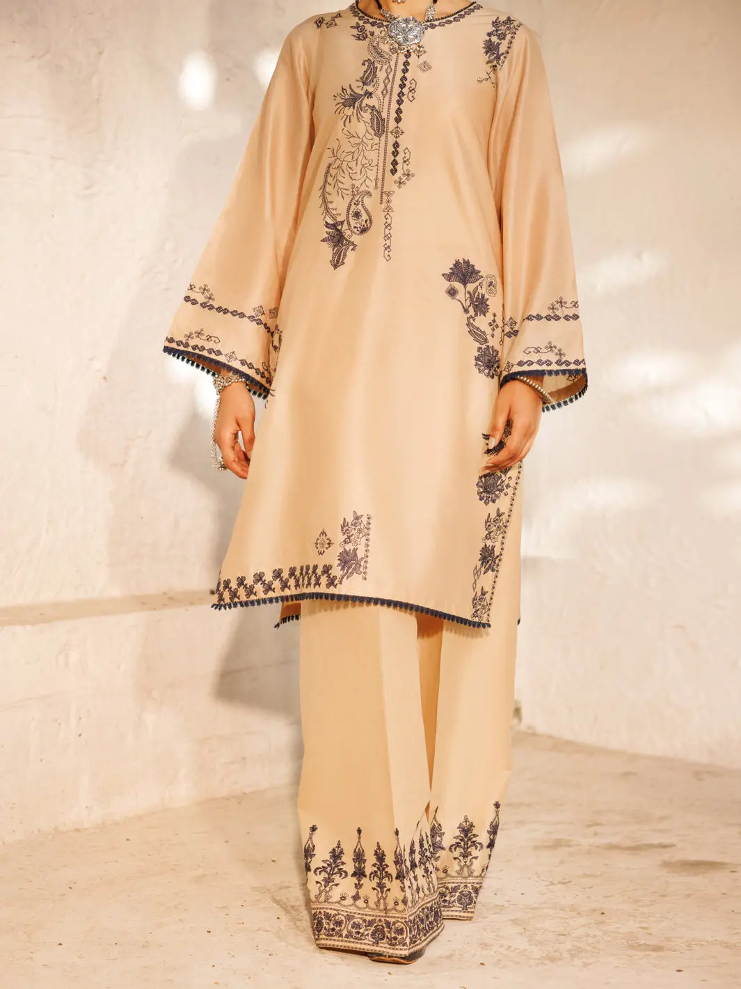 Beige Cambric 2Pc Stitched - Al-2Ps-Lks-1049 1