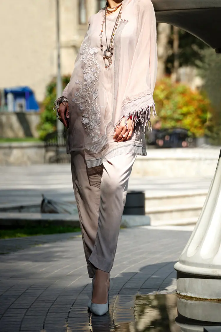 Grey Organza 2Pc Stitched - Lks-654 1