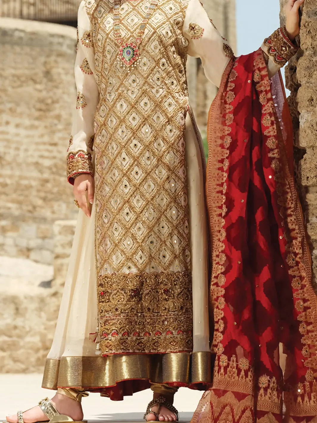 Off White Banarsi 3 Piece Formal Suit - Ls-245 1