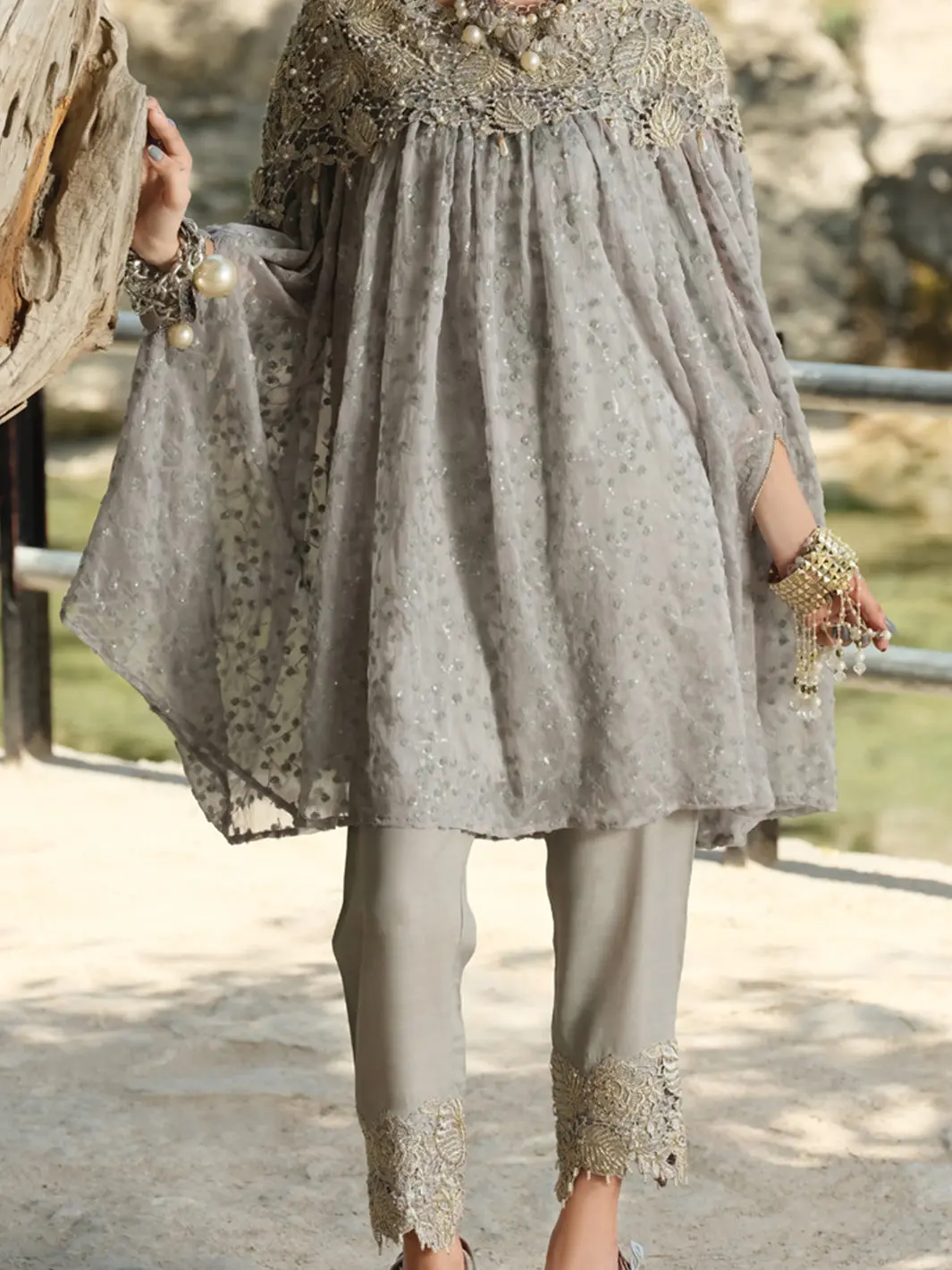 Grey Chiffon 2Pc Formal Suit - Ls-256 1
