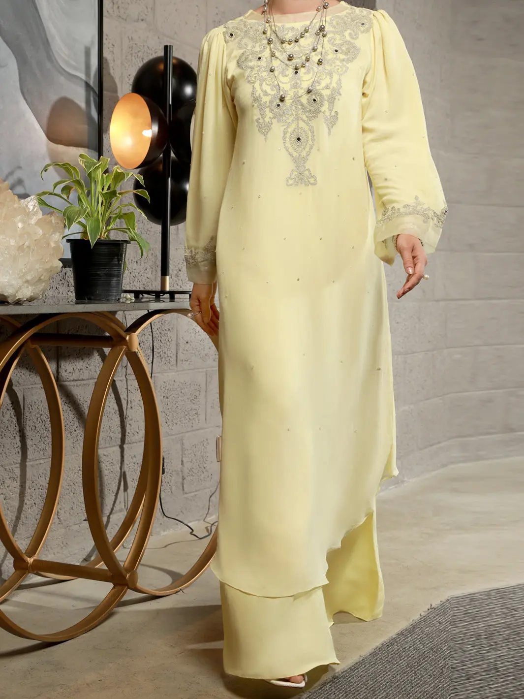 Lime Yellow 2Pc Formal Stitched - Al-2Ps-Ls-336 1