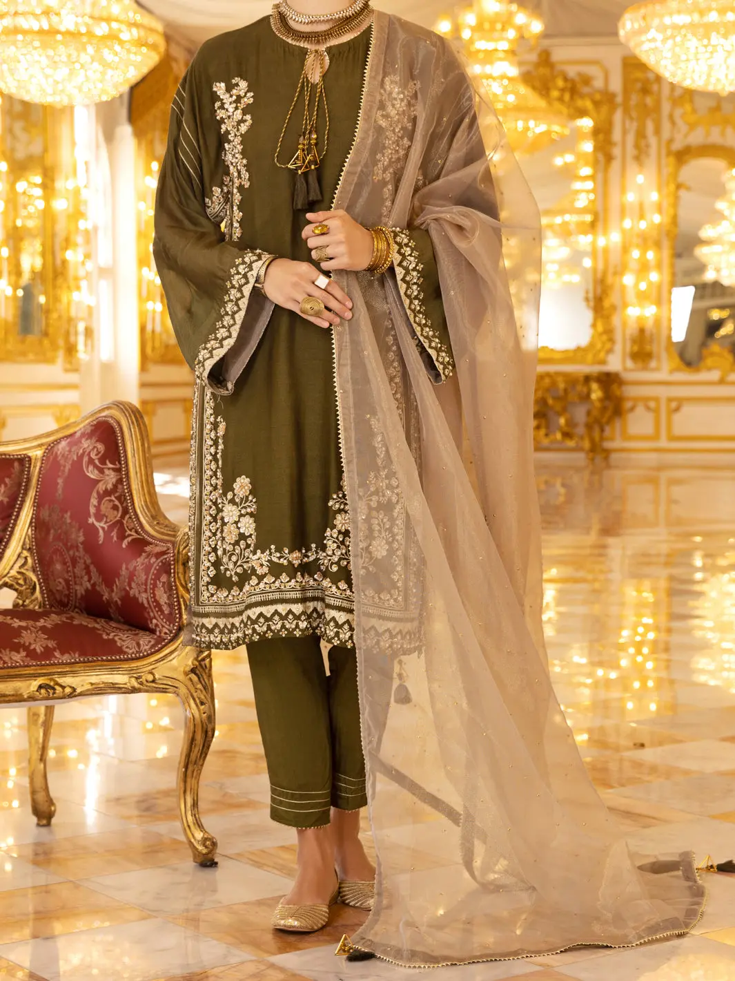 Green Khaddi Net 3Pc Formal Unstitched - Al-3Ps-Ls-Un-360 1