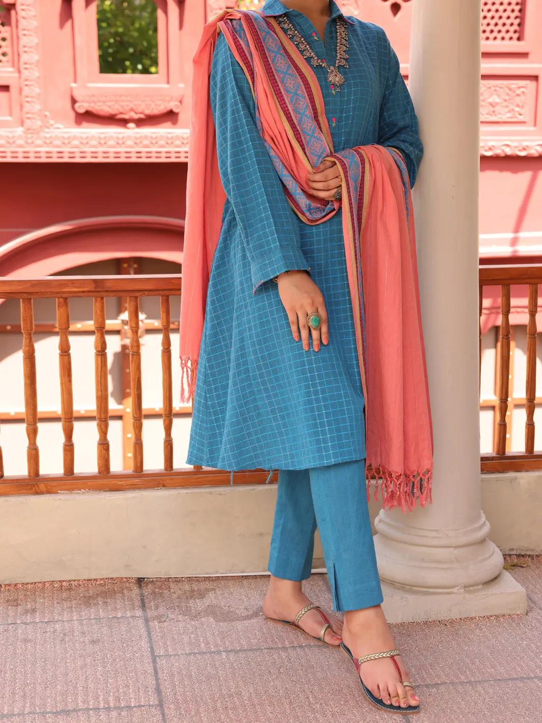 Blue 3Pc Unstitched - Alp-3Ps-1653 1