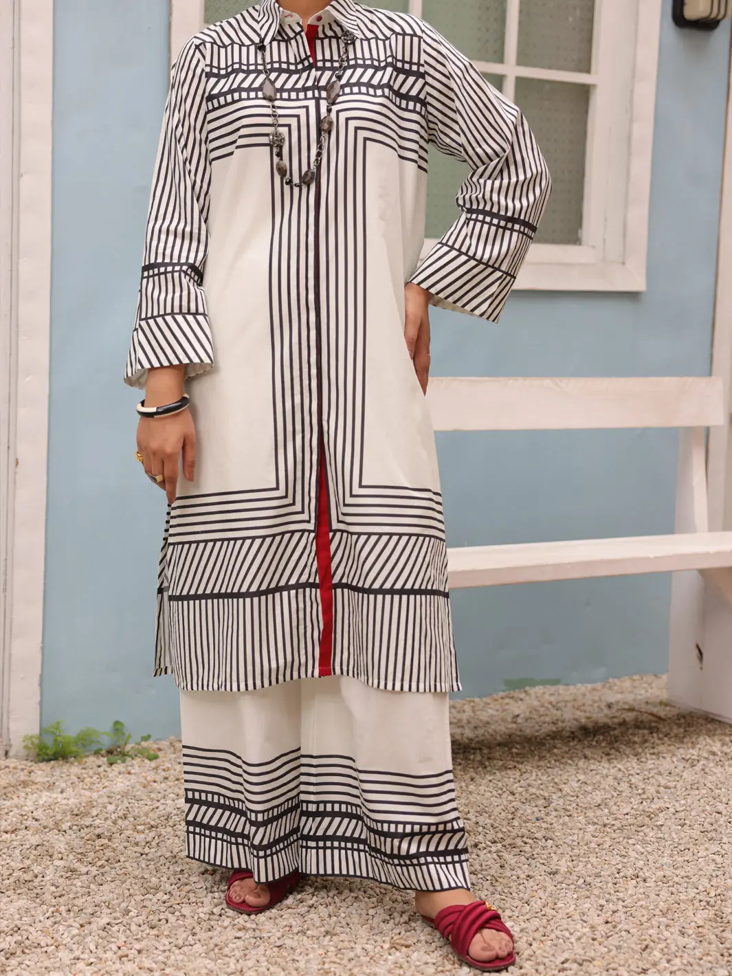 Black & White 2Pc Stitched - Alp-2Ps-Lks-1692 1
