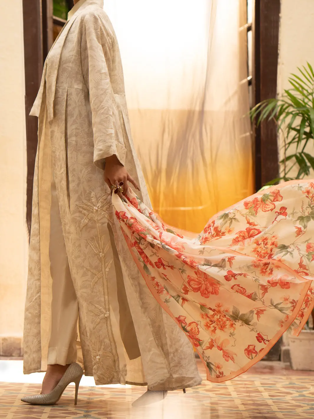 Cream Linen Formal 3Pc Stitched - Al-3Ps-Ls-417 1