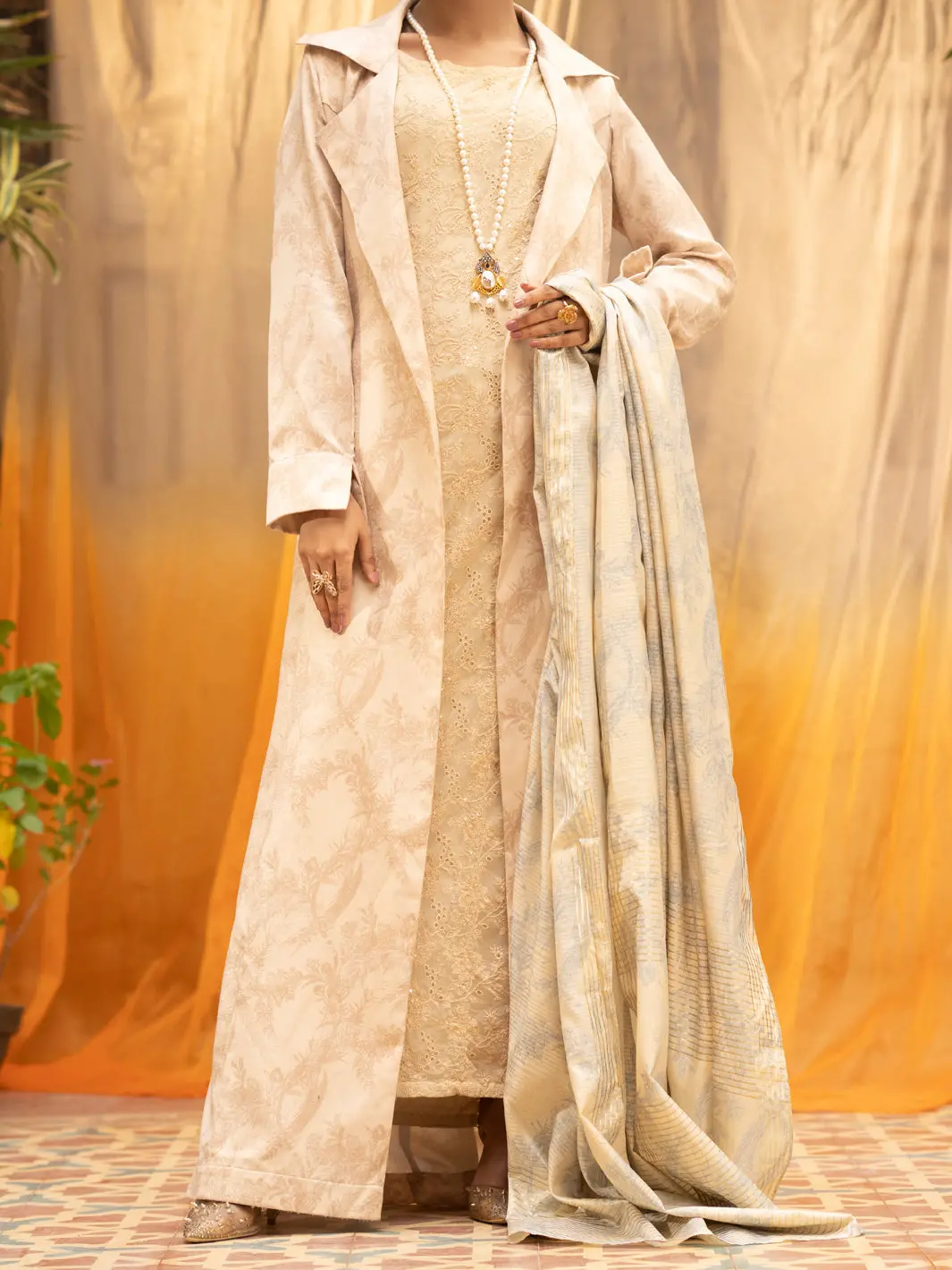 Beige Dobby Formal 2Pc Stitched - Al-Ls-Lkd-420 1