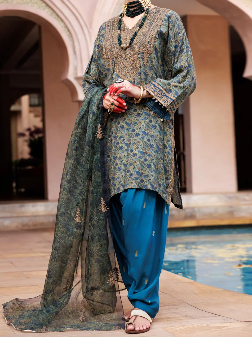 Green Maple Silk 3Pc Formal Stitched - Al-3Ps-Ls-432 1