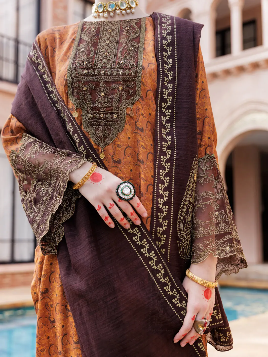 Brown Maple Silk 3Pc Formal Stitched - Al-3Ps-Ls-434 1