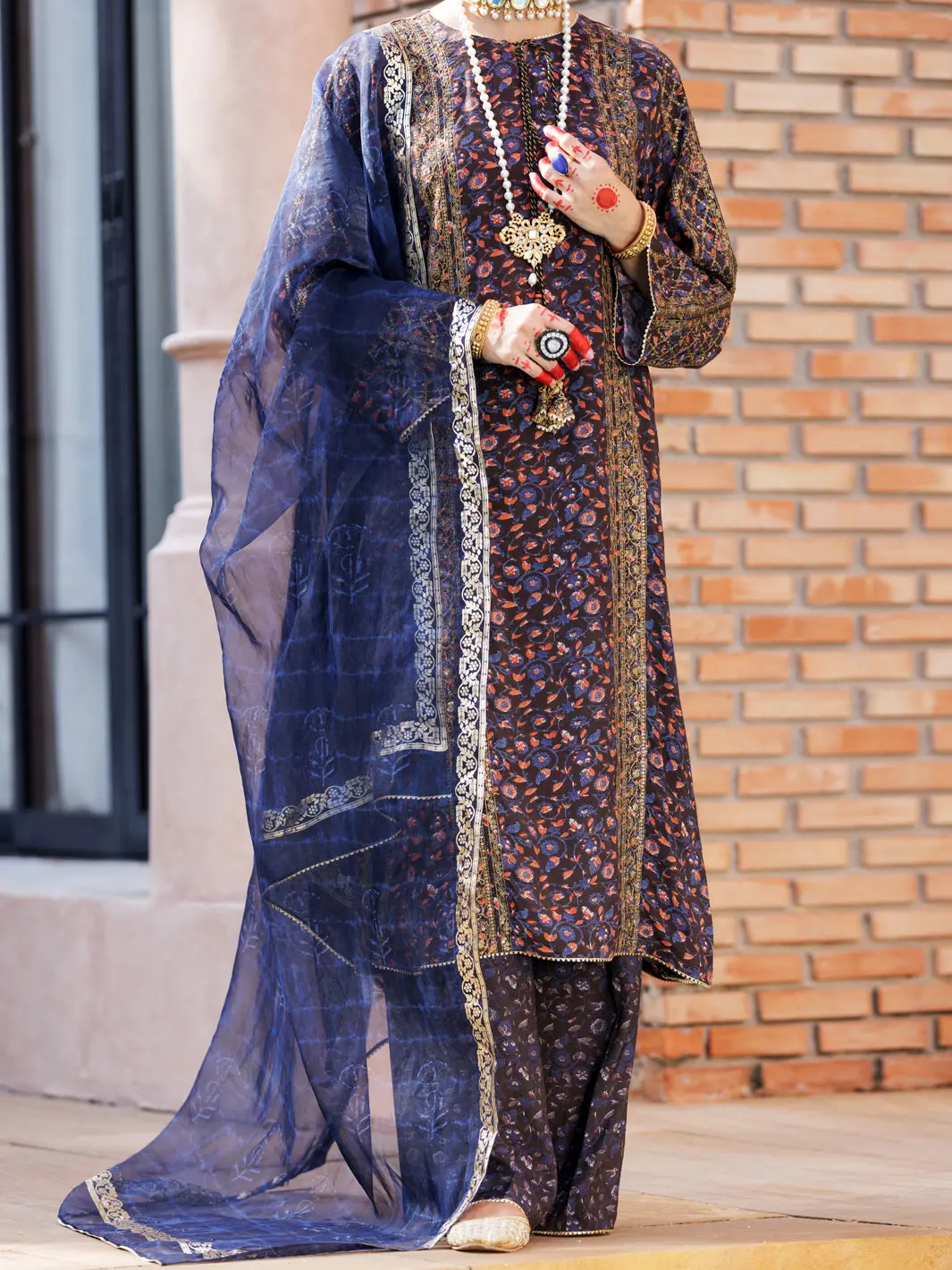 Blue Maple Silk 3Pc Formal Stitched - Al-3Ps-Ls-436 1