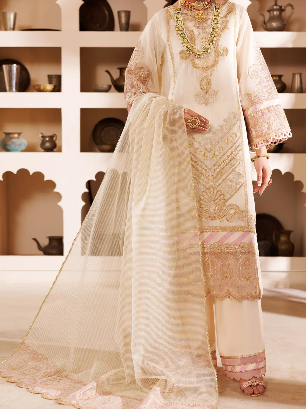 Off White Stripe Khaddi Formal 3Pc Stitched - Alp-3Ps-Ls-457 1