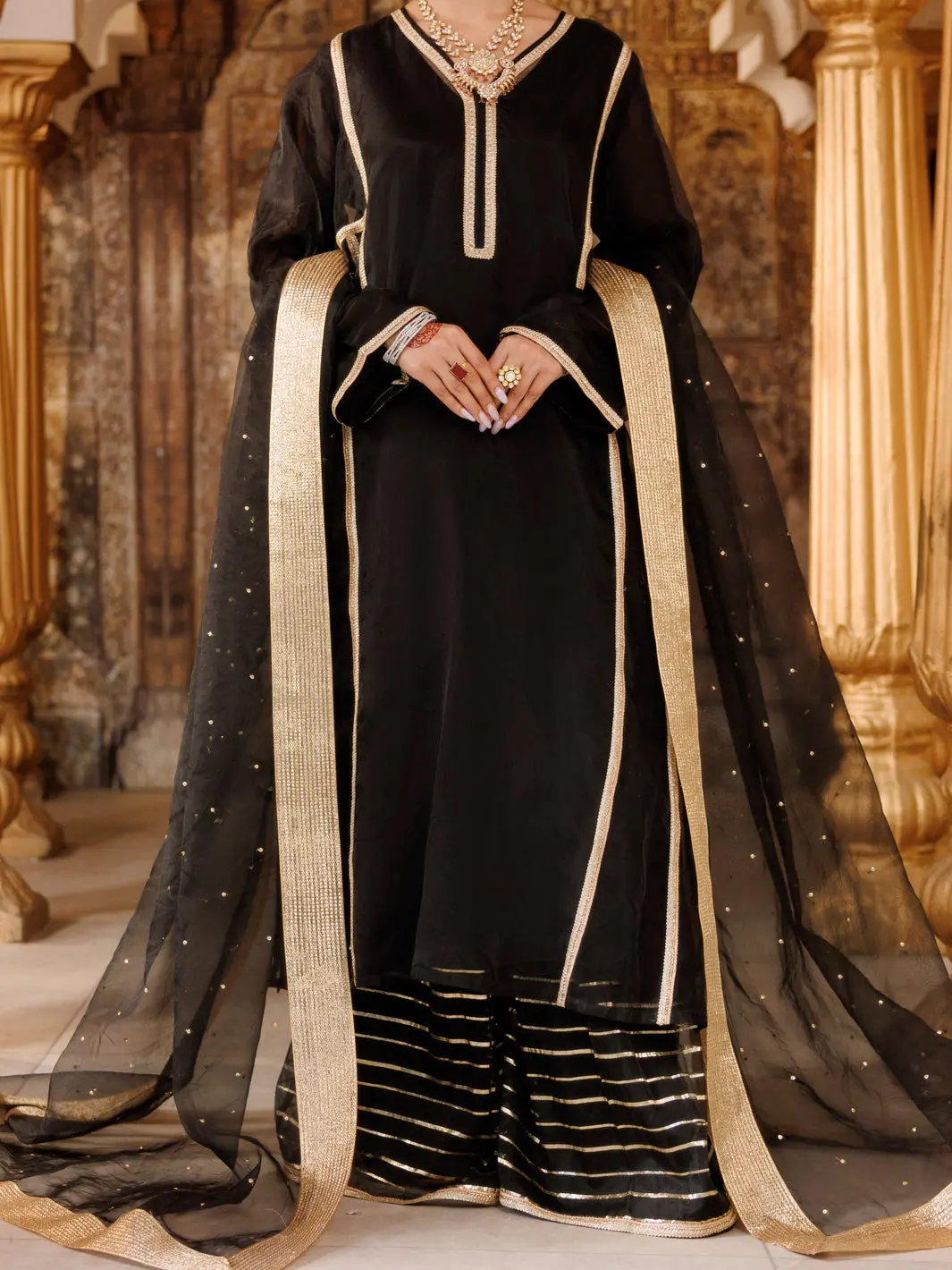 Black Organza Formal 3Pc Stitched - Al-3Ps-Ls-528 1