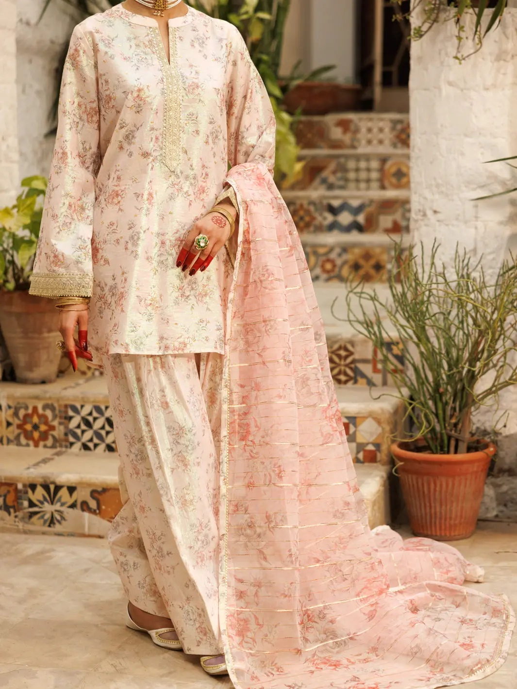 Light Pink Lurex Viscose 3Pc Stitched - Al-3Ps-Ls-542 1
