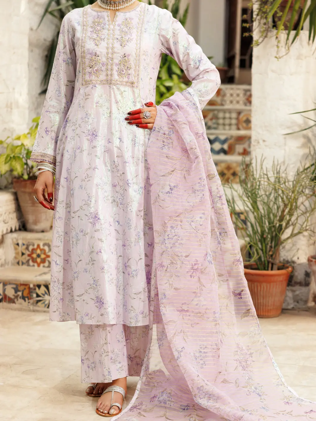 Lilac Lurex Viscose 3Pc Stitched - Al-3Ps-Ls-543 1